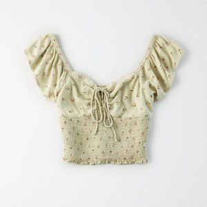 AE Printed Cinch Front Top